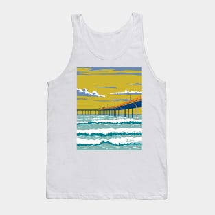 Ocean Beach Municipal Pier or OB Pier in San Diego County California WPA Poster Art Tank Top